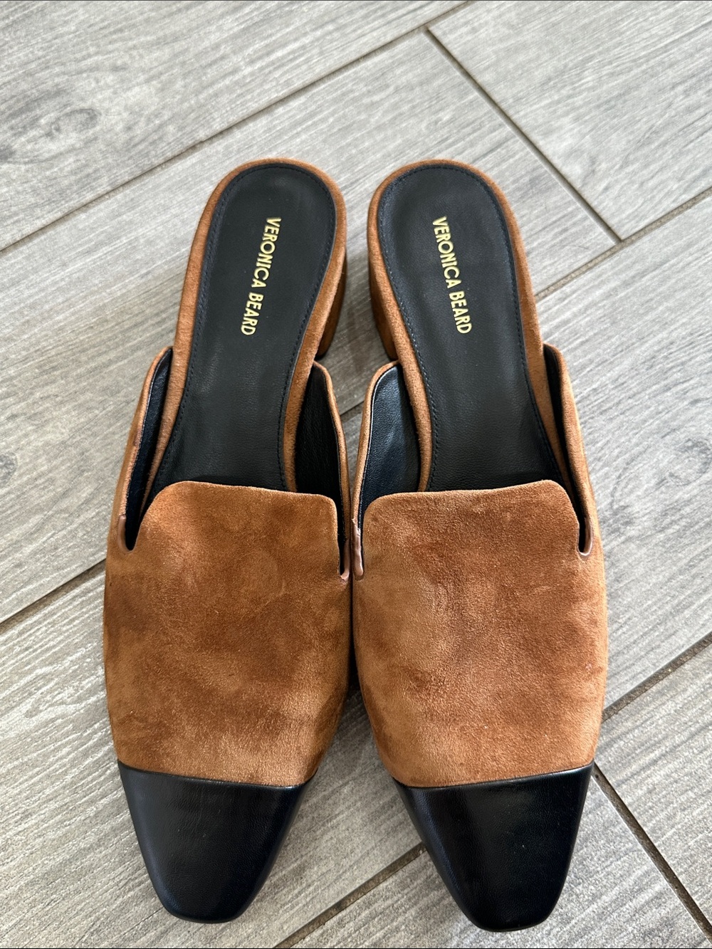 Veronica Beard Suede and Leather Cecile Cap Toe Mule Flats New! - Picture 9 of 10